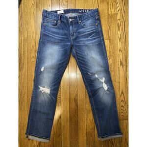 Gap 1969 Womens Real Straight Stretch Jeans Denim Size 28 S Short Blue